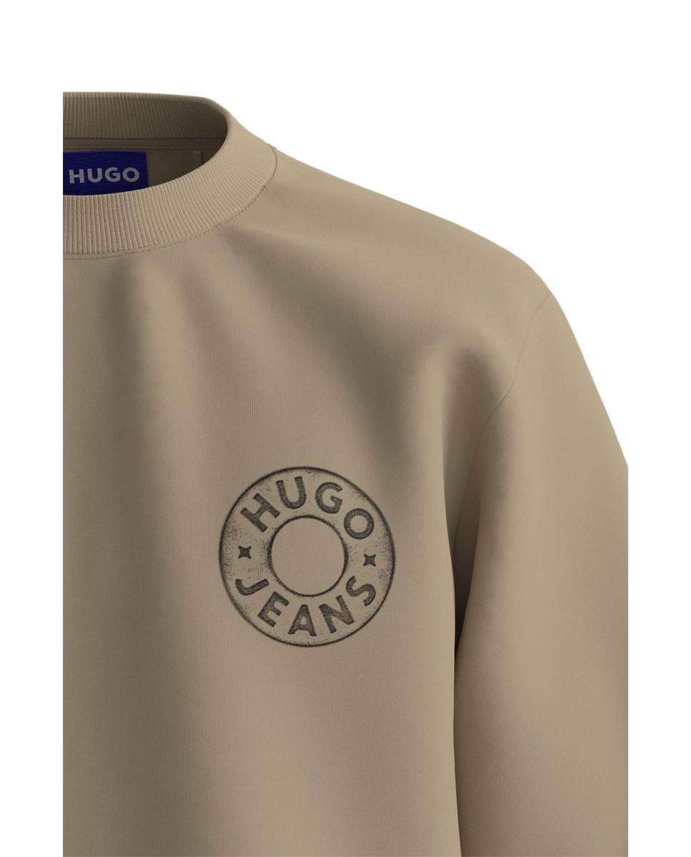 Sweatshirt de Manga Comprida Bege-4