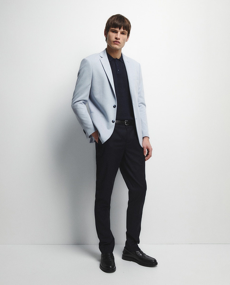 Blazer em Jersey Azul-1