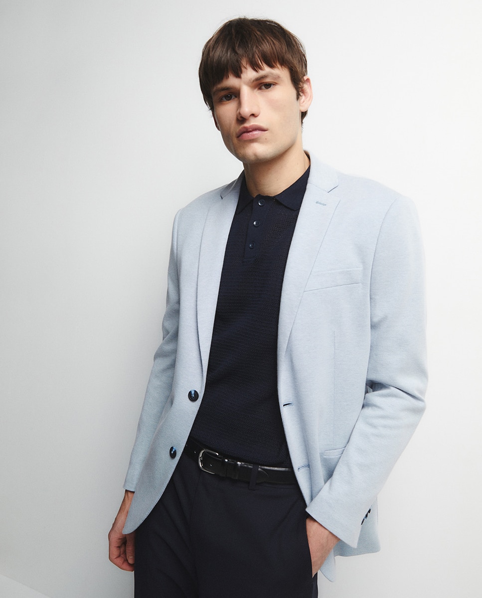 Blazer em Jersey Azul-2