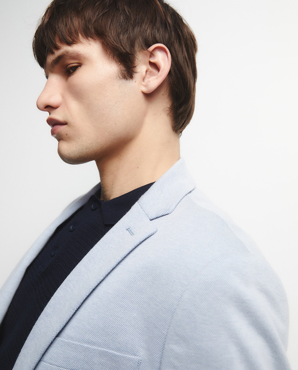 Blazer em Jersey Azul-3