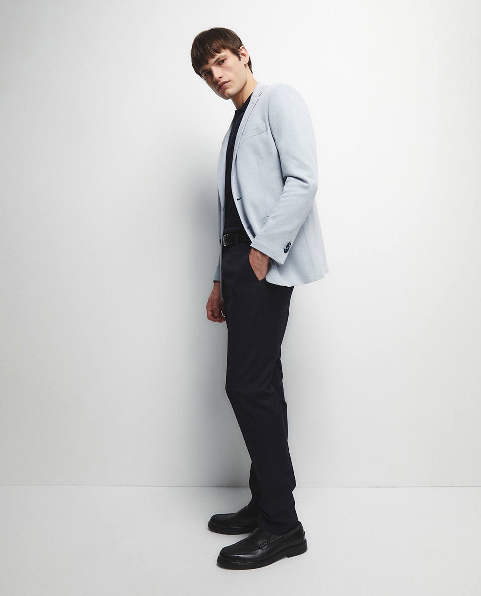 Blazer em Jersey Azul-4