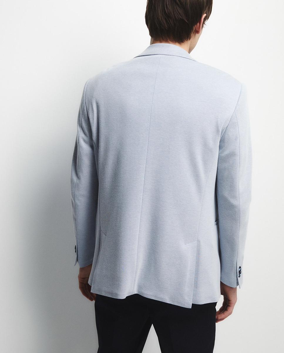 Blazer em Jersey Azul-5