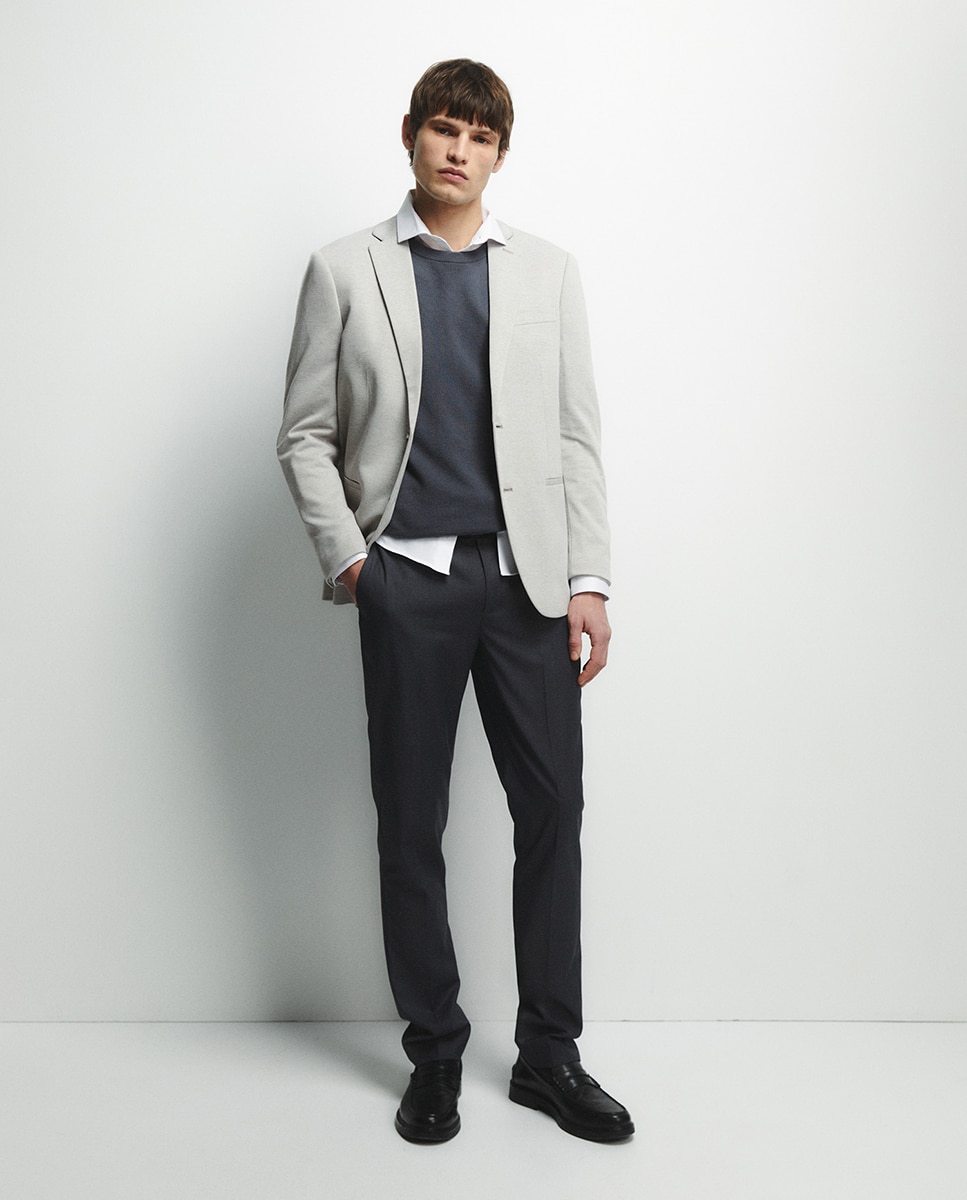 Blazer em Jersey Cinzento-claro-2