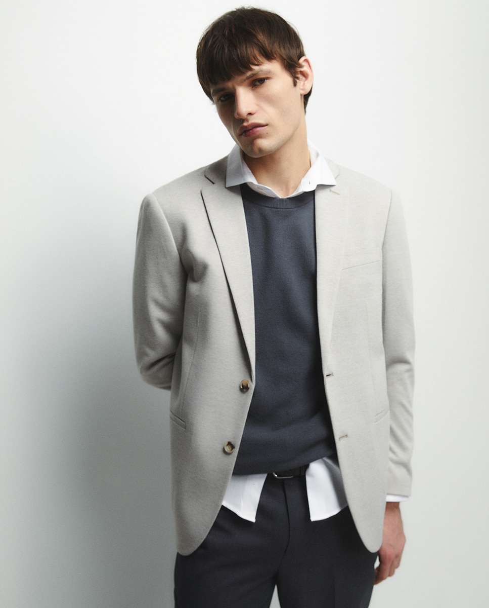 Blazer em Jersey Cinzento-claro-3