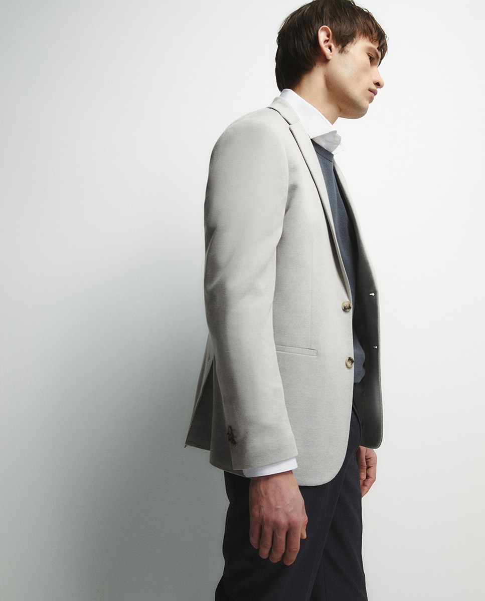Blazer em Jersey Cinzento-claro-4