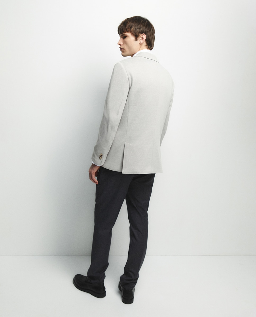 Blazer em Jersey Cinzento-claro-5