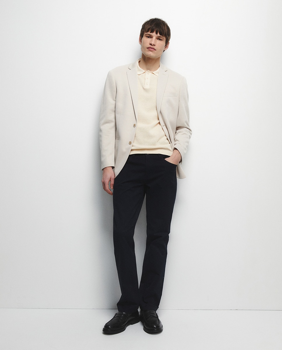 Blazer em Jersey Cru-1