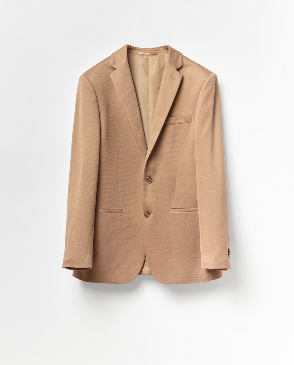 Blazer em Jersey Castanho-claro-6