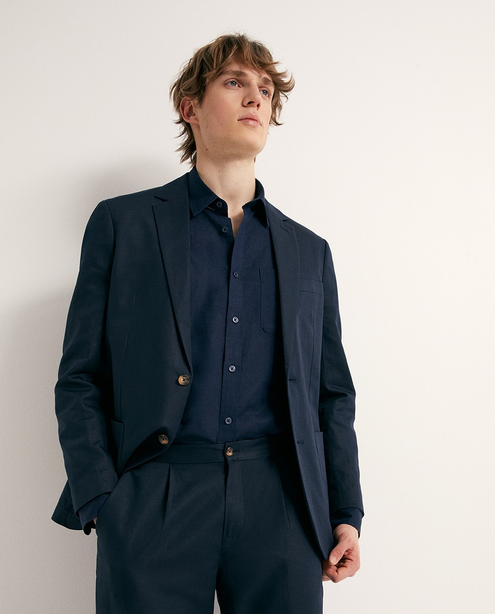 Blazer de Linho Azul-marinho-2