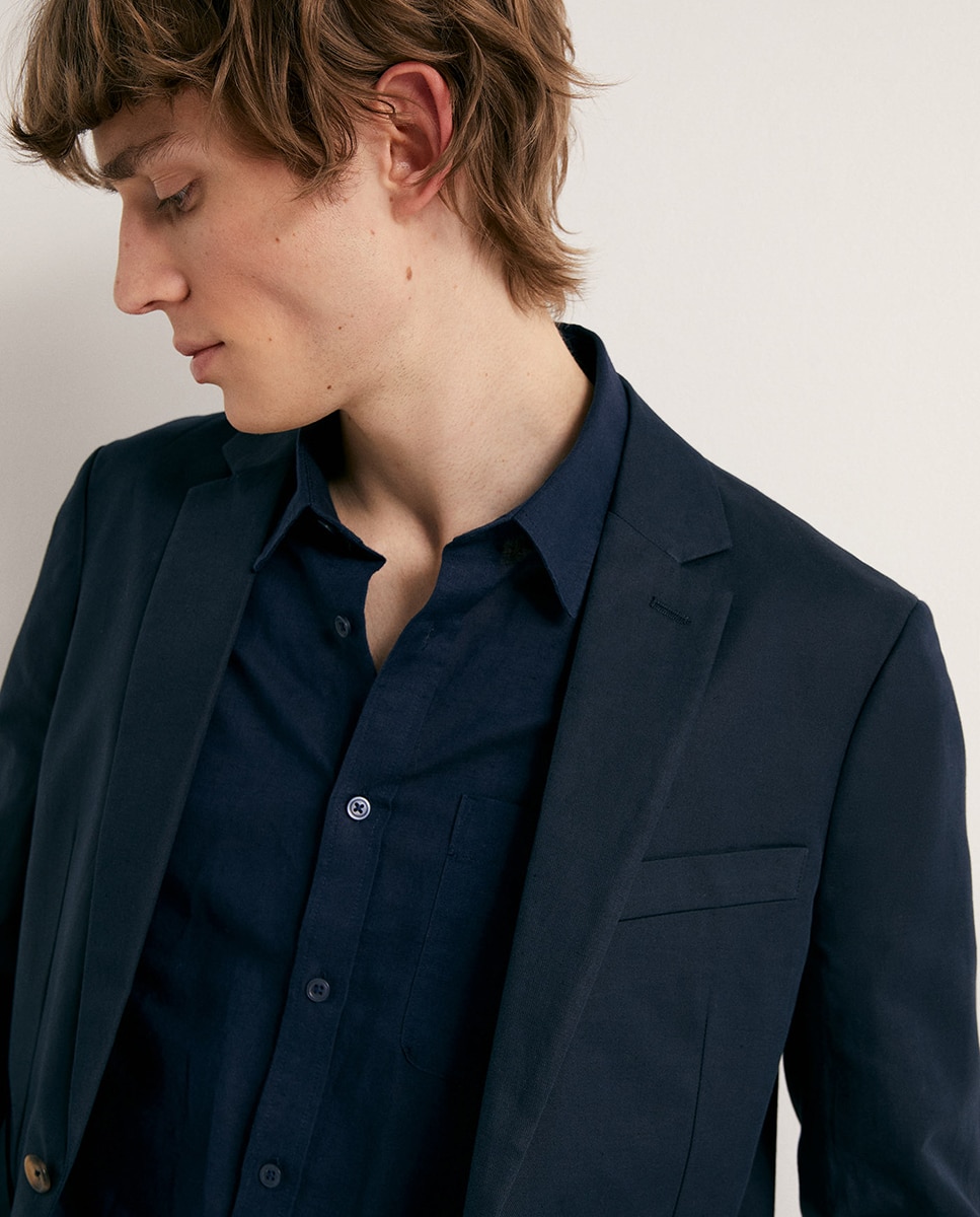 Blazer de Linho Azul-marinho-3