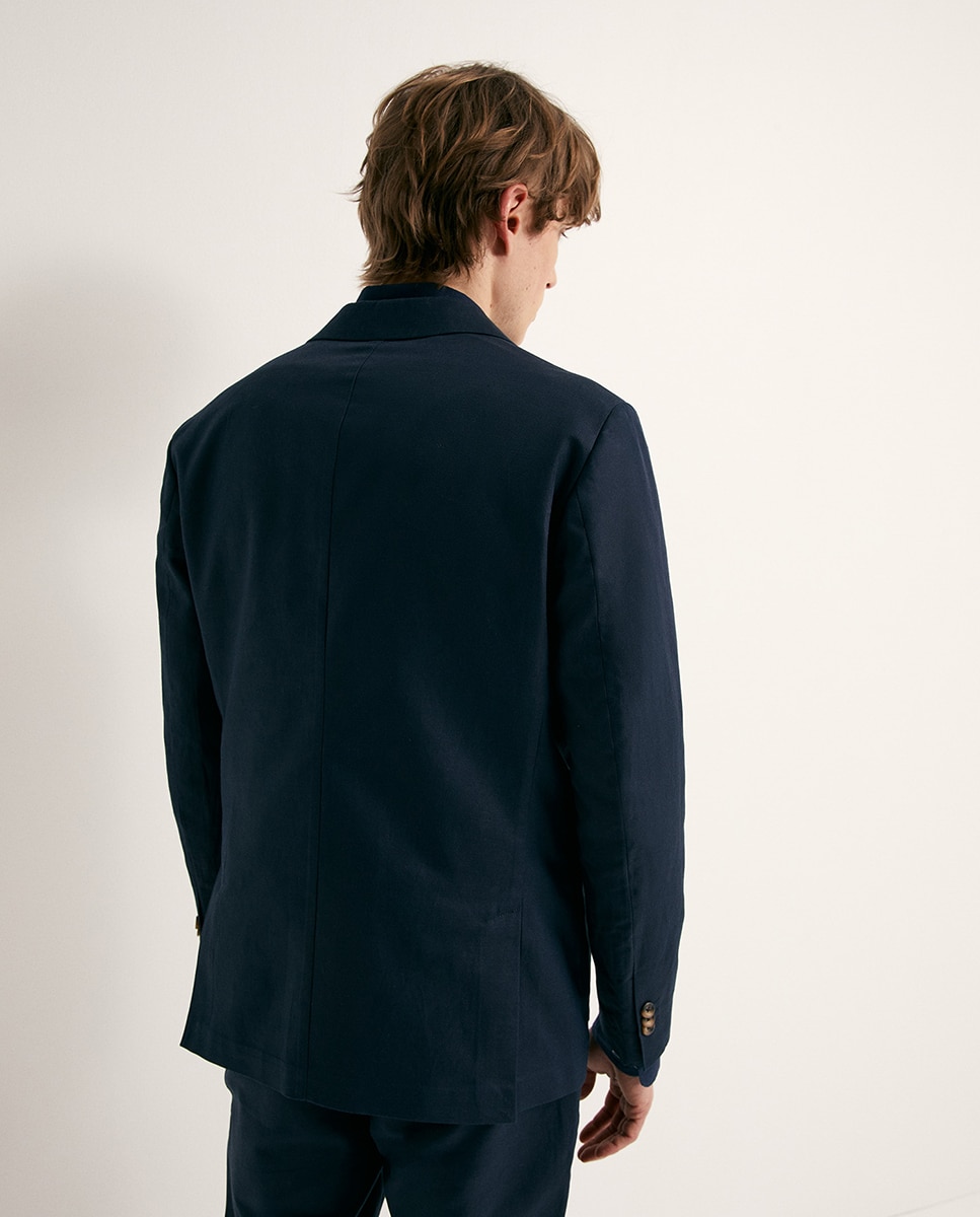 Blazer de Linho Azul-marinho-4