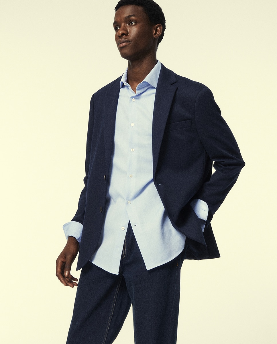 Blazer de Jersey com Cotoveleiras 430 Azul Escuro-2