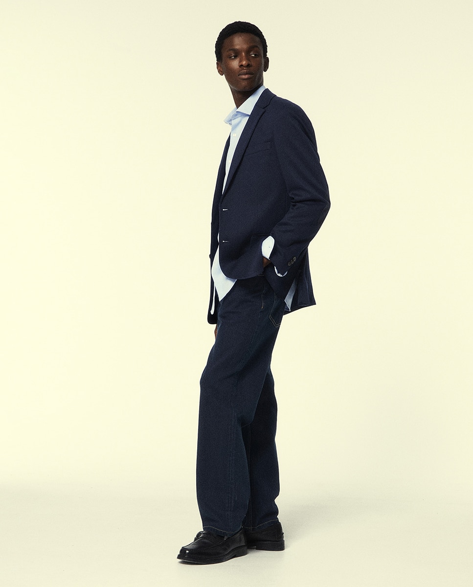 Blazer de Jersey com Cotoveleiras 430 Azul Escuro-4