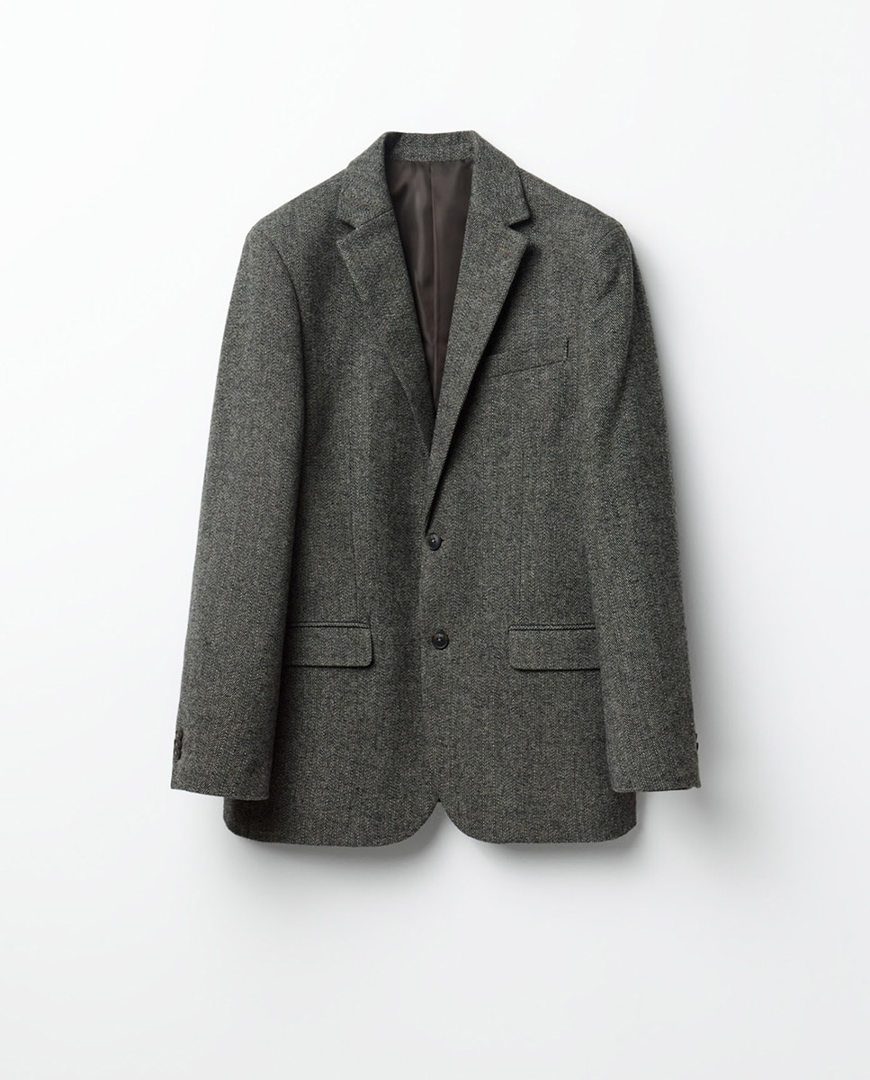 Blazer com Padrão Espinha de Peixe Castanho-6