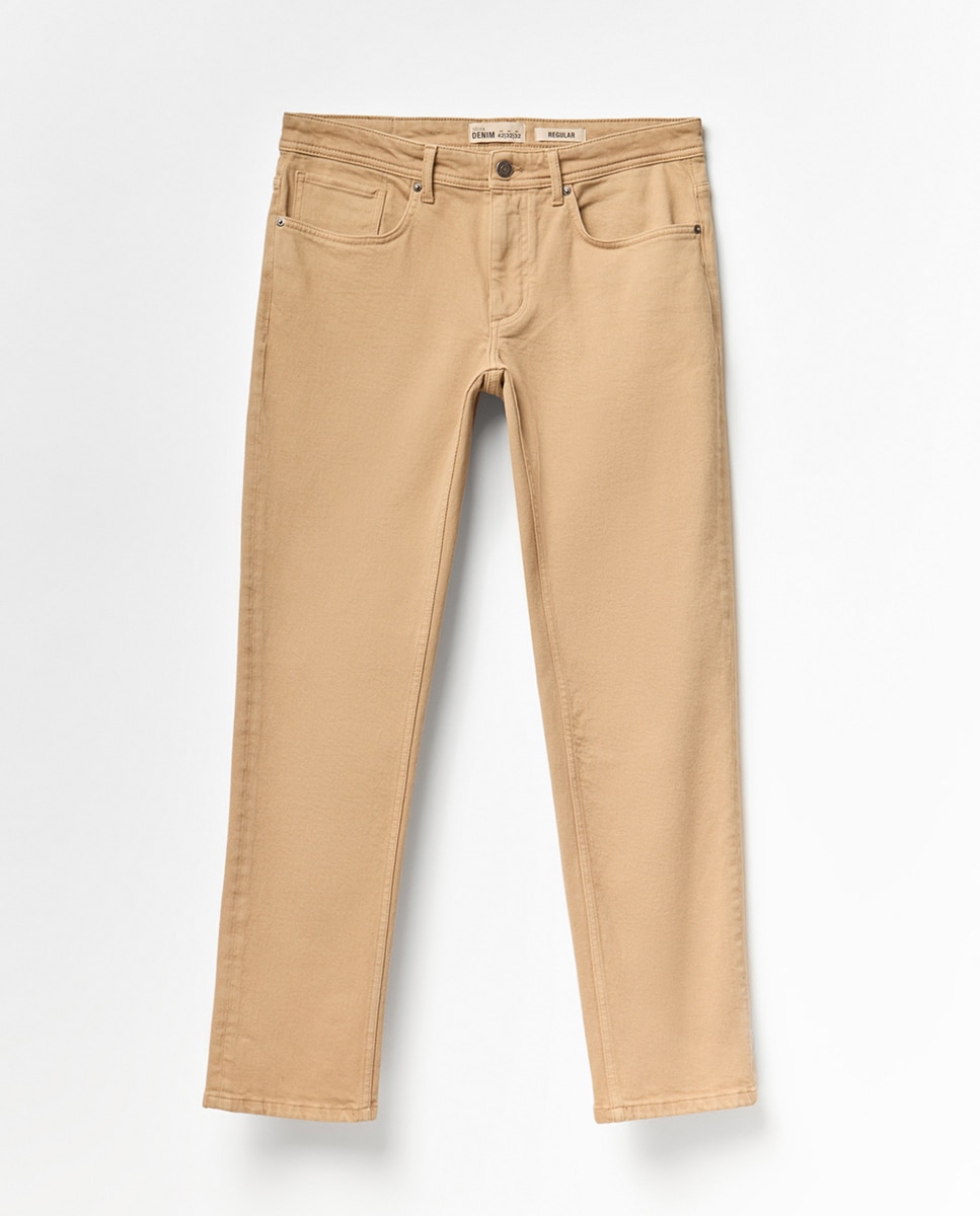 Jeans Straight Castanho-claro-5