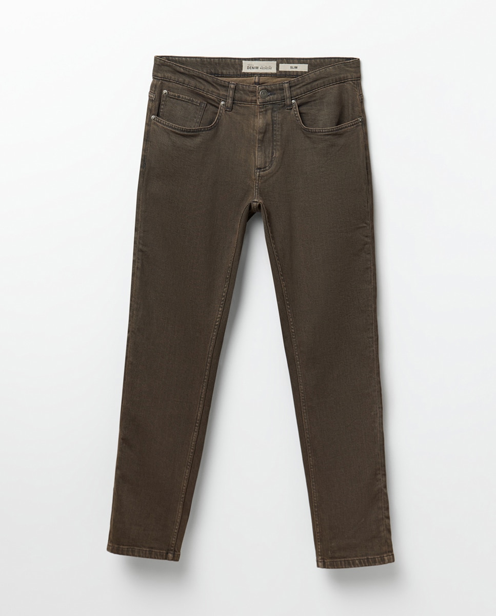 Jeans Slim Castanho-6