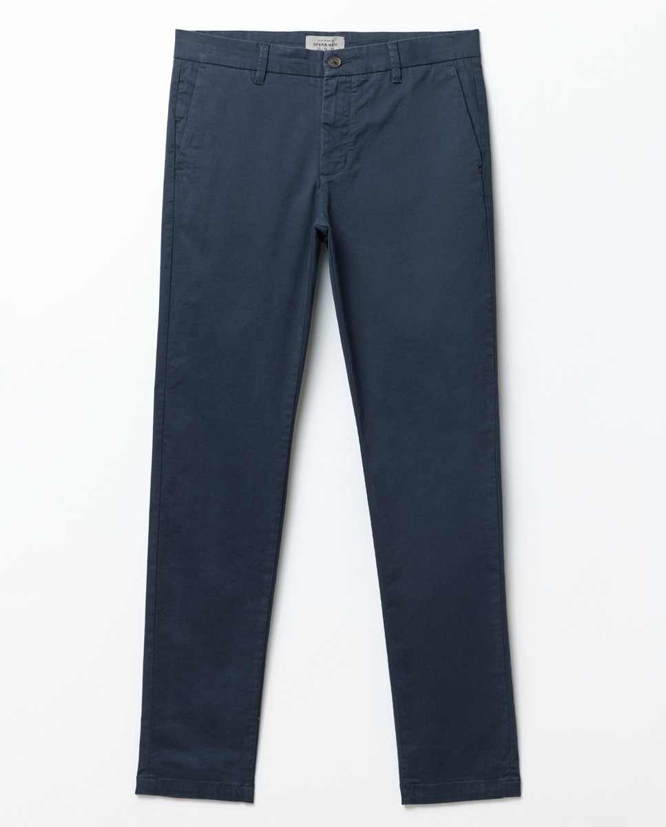 Calças Chino Slim Marinho-6