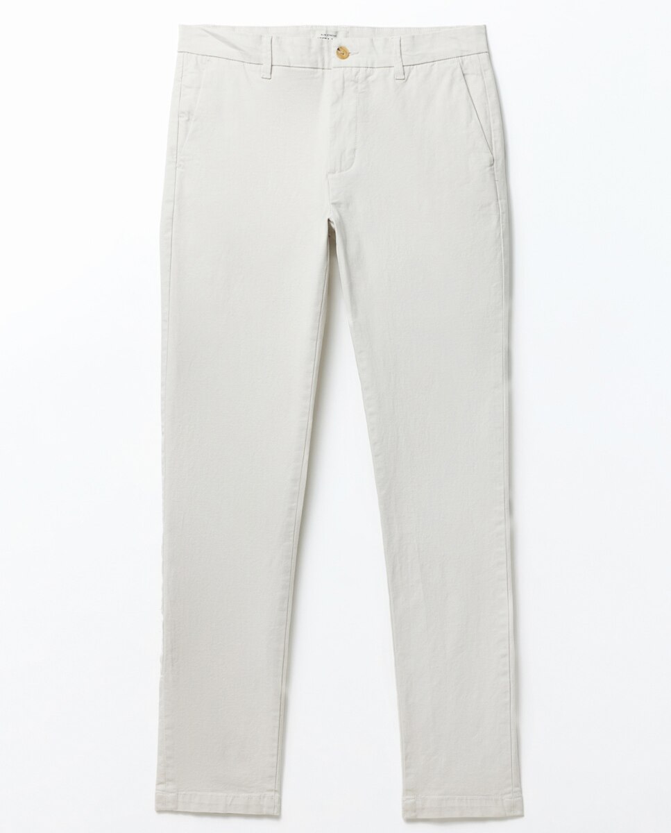 Calças Chino Slim Bege-6