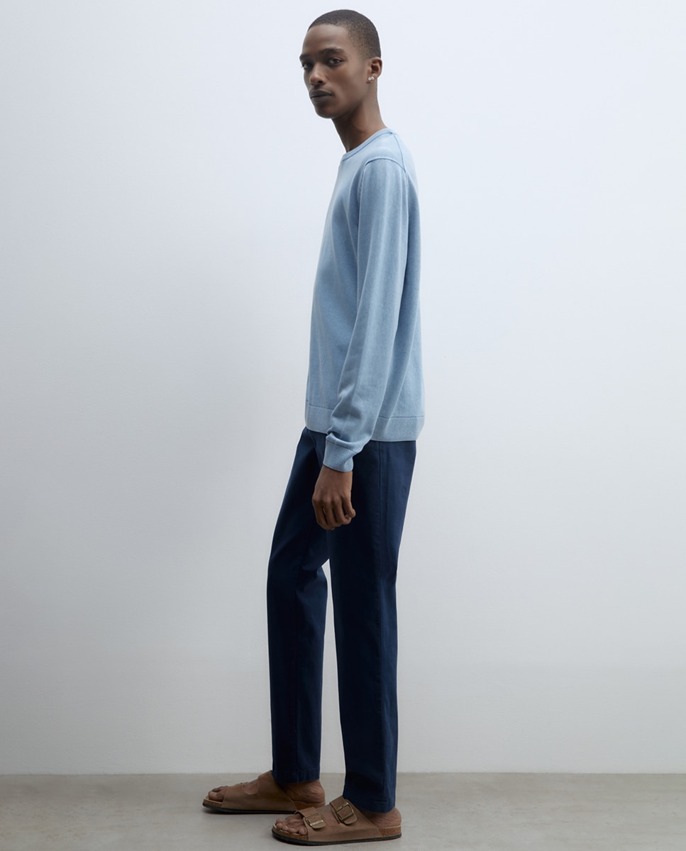 Calças Chino Slim Azul-5