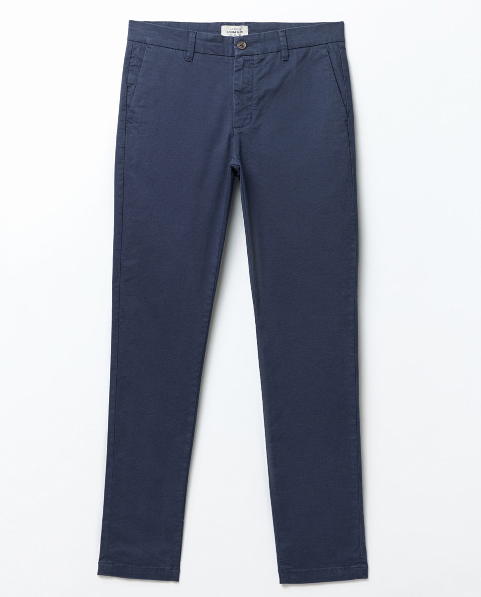 Calças Chino Slim Azul-6