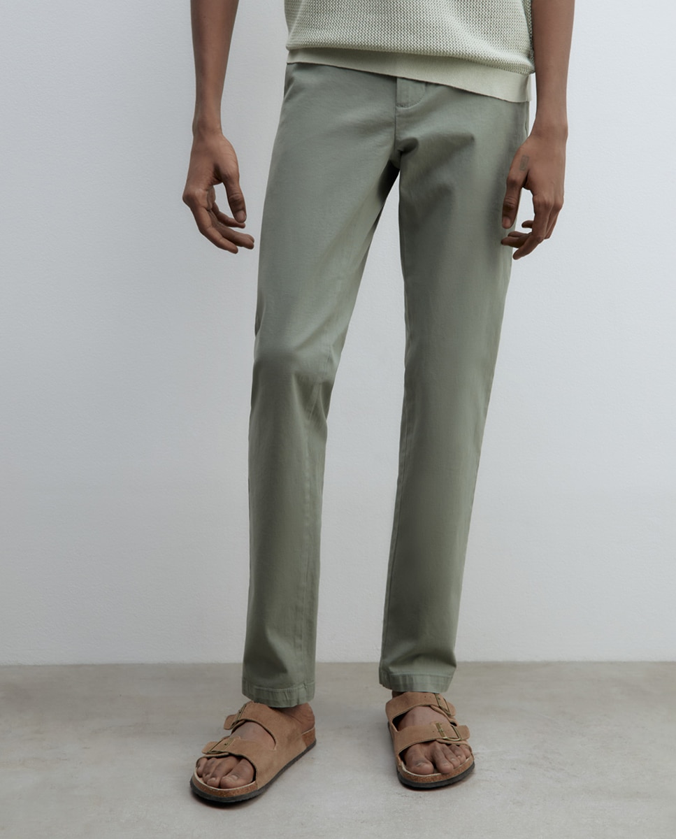 Calças Chino Slim Verde-2