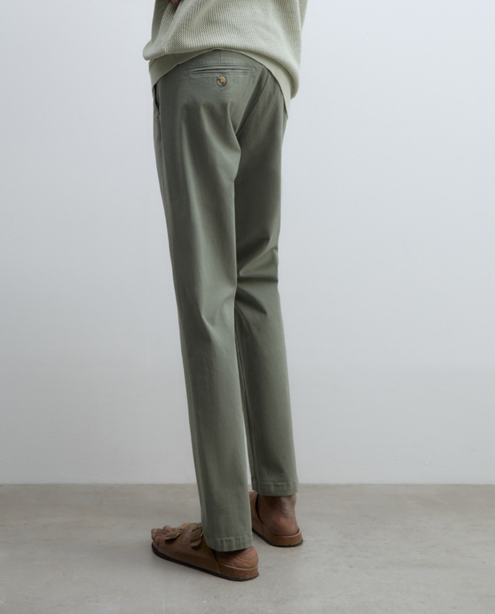 Calças Chino Slim Verde-3
