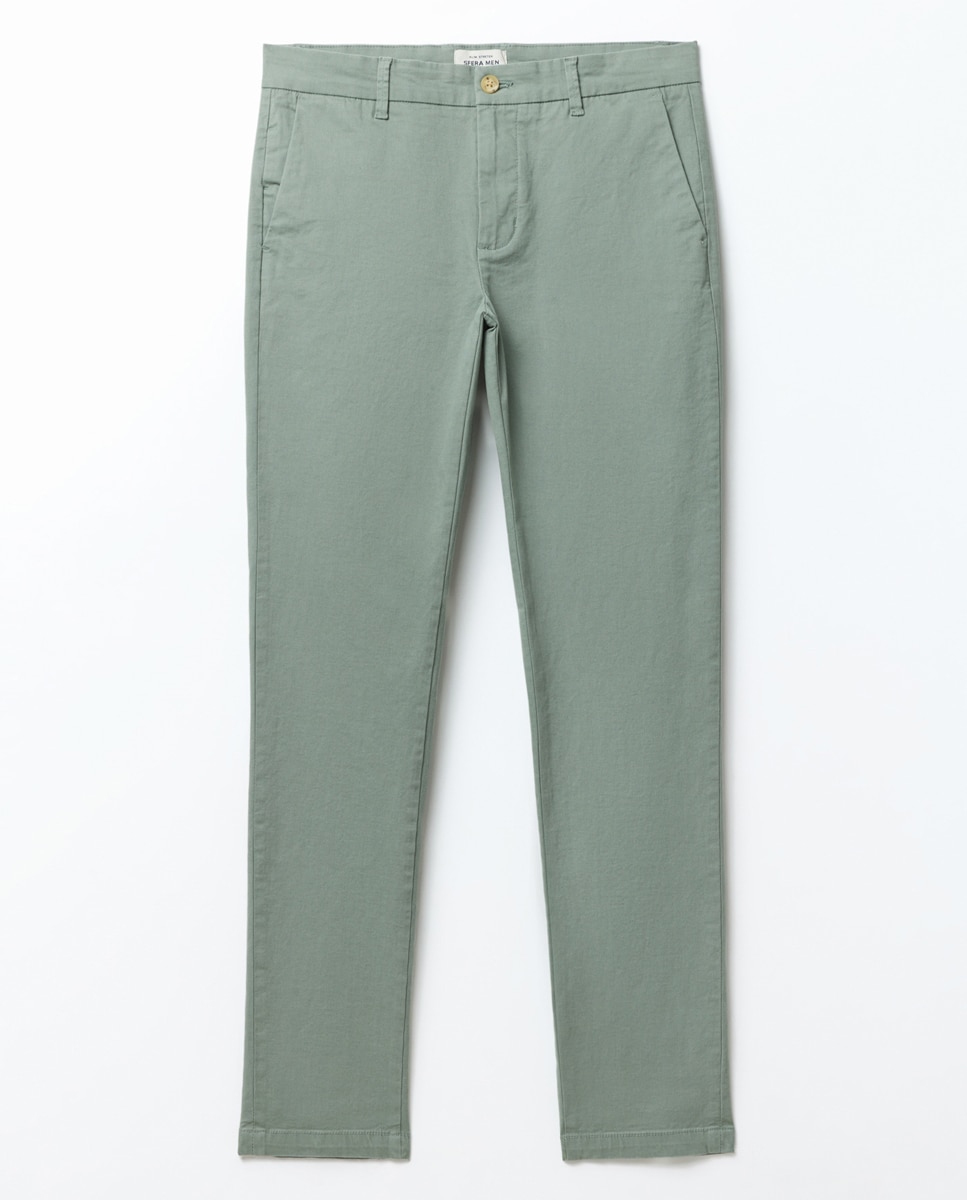 Calças Chino Slim Verde-6