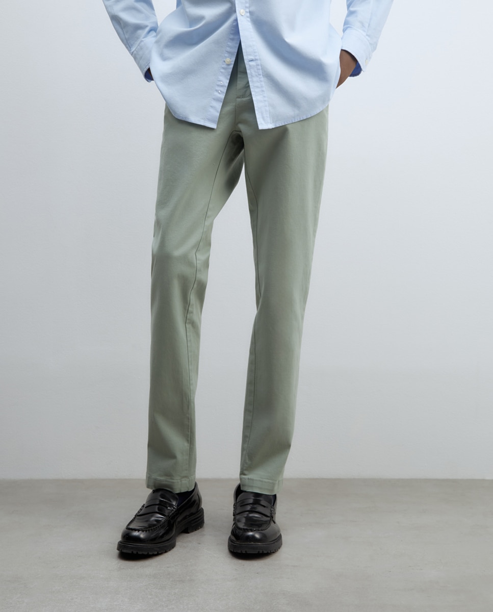Calças Chino Slim Verde-claro-2
