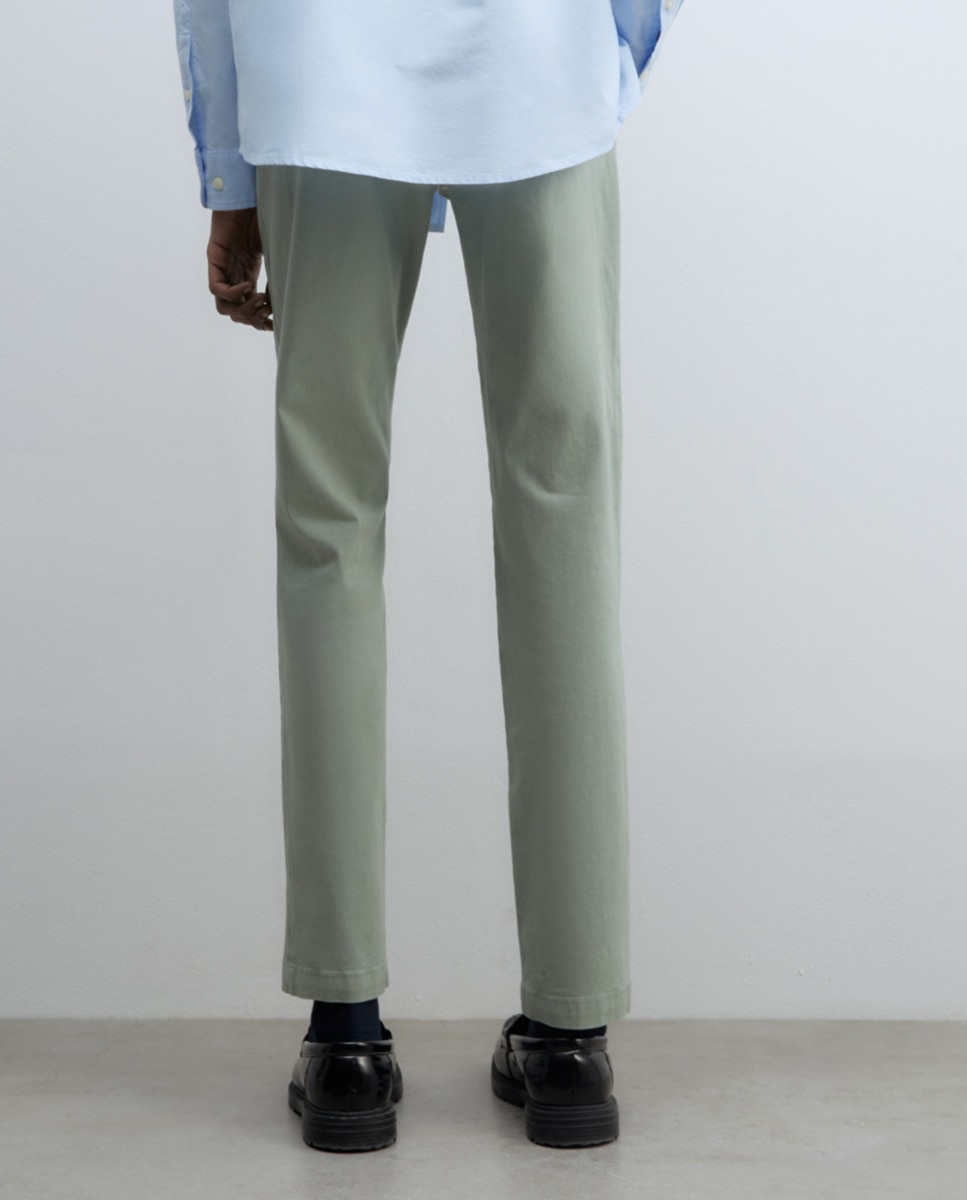 Calças Chino Slim Verde-claro-3