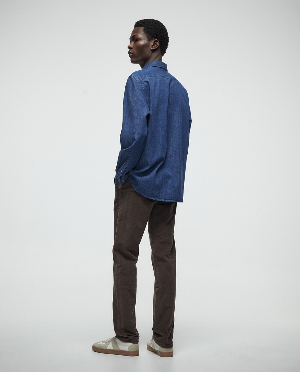 Calças Chino de Bombazina Chocolate-4