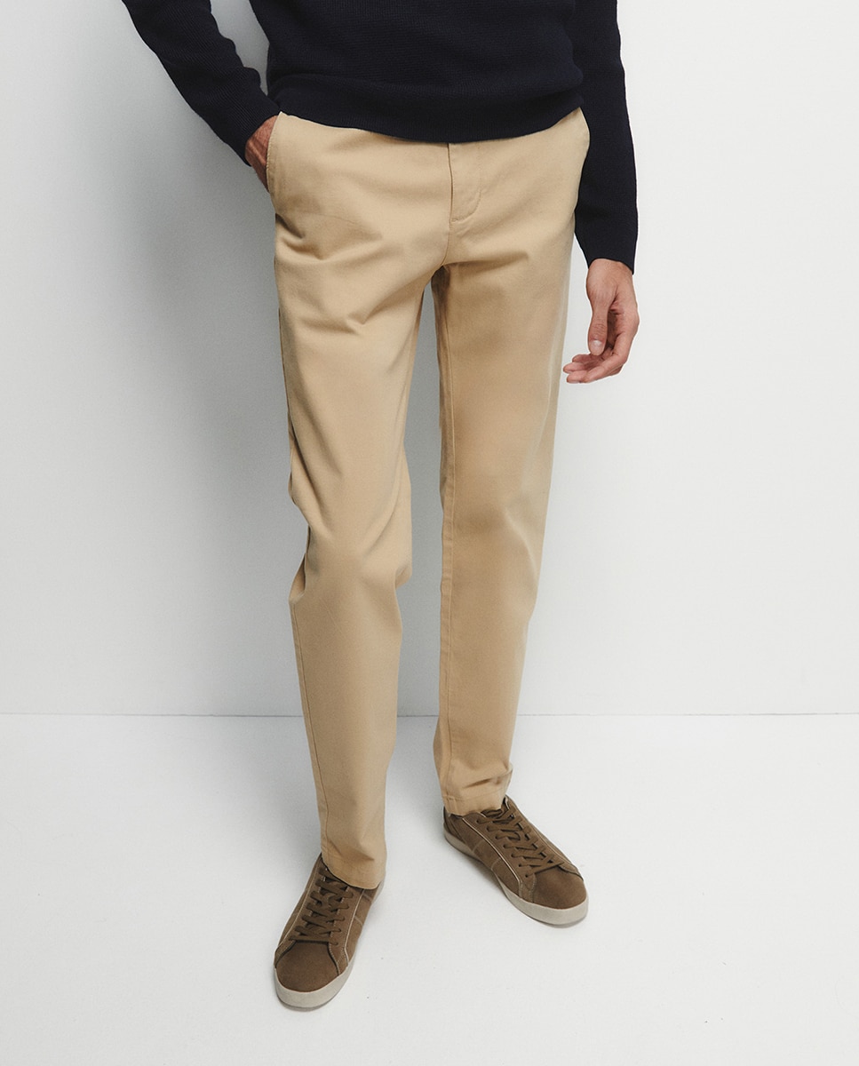 Calças Chino Slim Bege-2