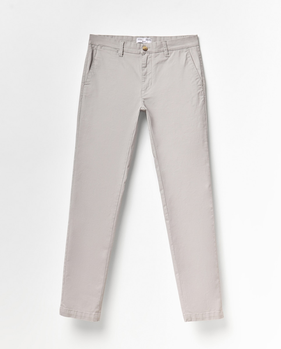 Calças Chino Slim Cinzento-claro-5