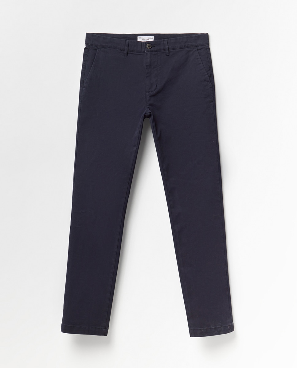 Calças Chino Regular Azul-marinho-5