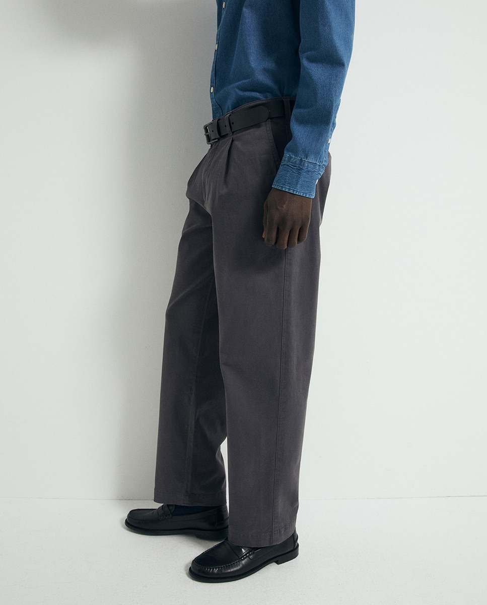 Pantalón pinzas algodón - Sfera - Plomo Plomo-2