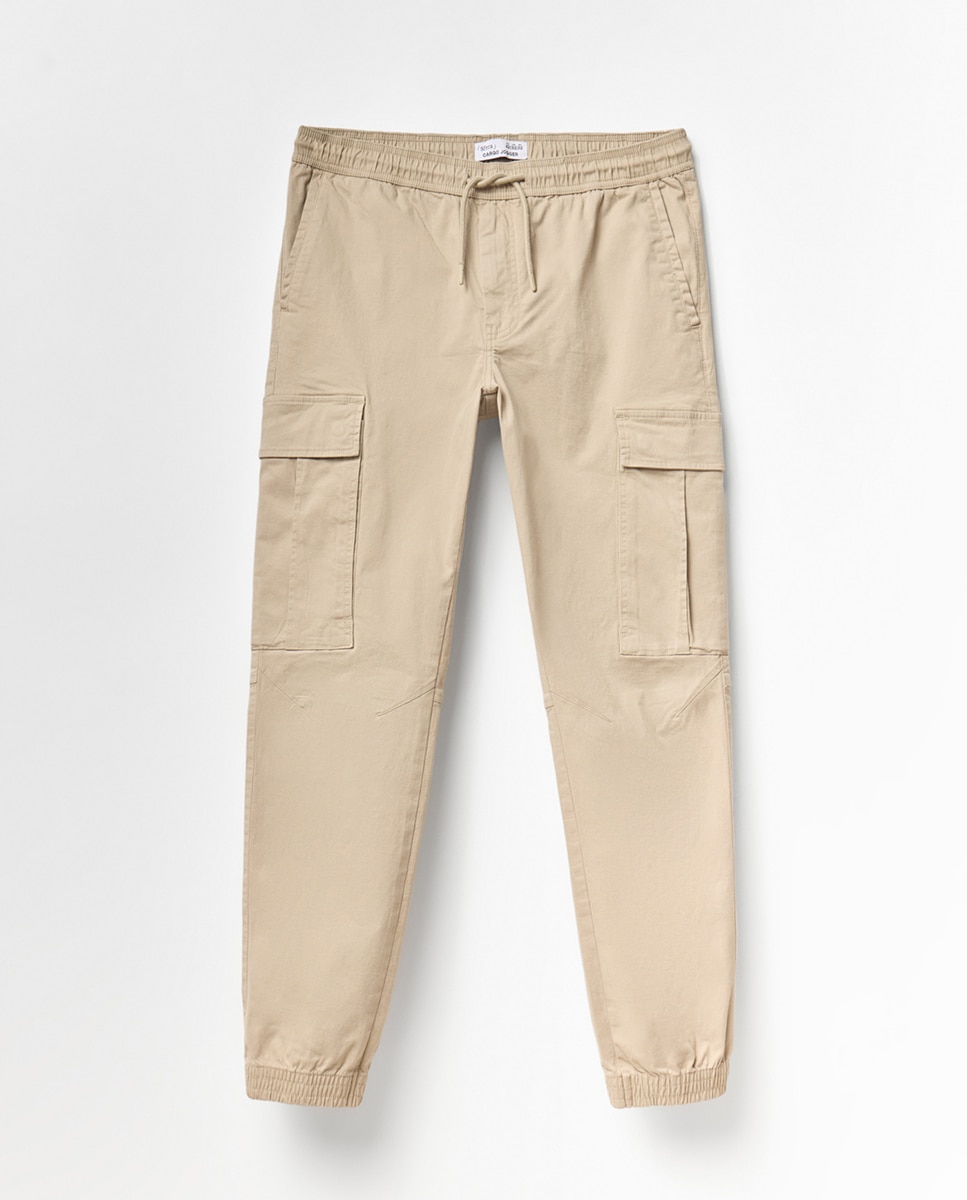Calças Cargo Jogger Bege-5