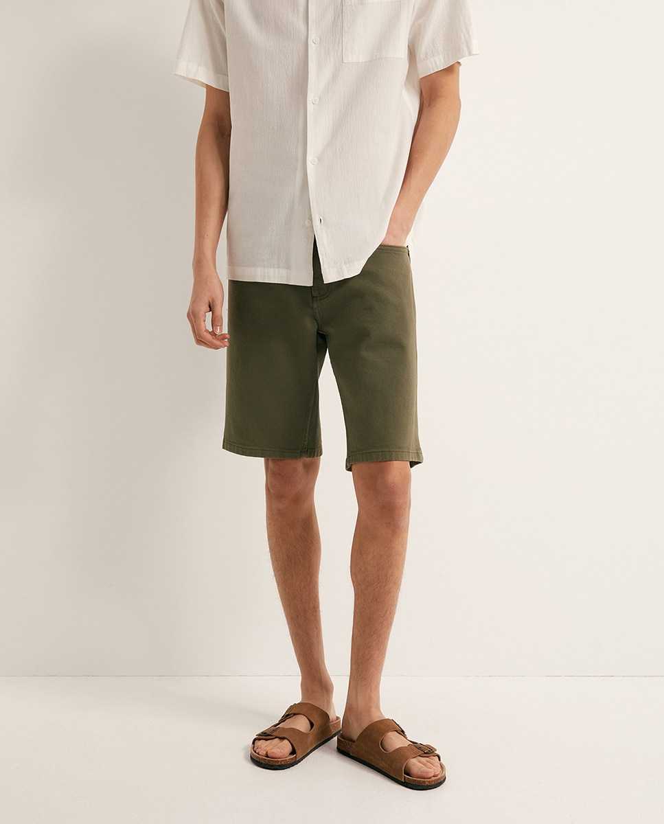 Bermudas de Ganga Coloridas Caqui-2