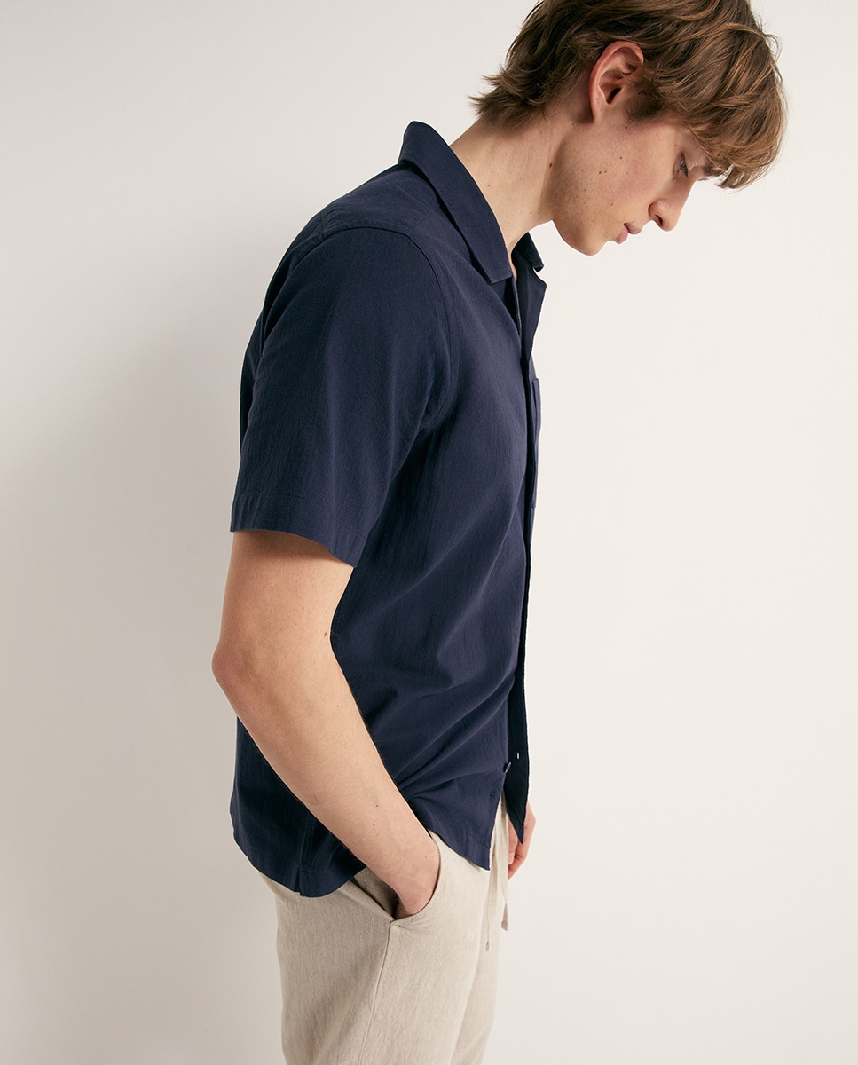 Camisa de Manga Curta Azul-marinho-4