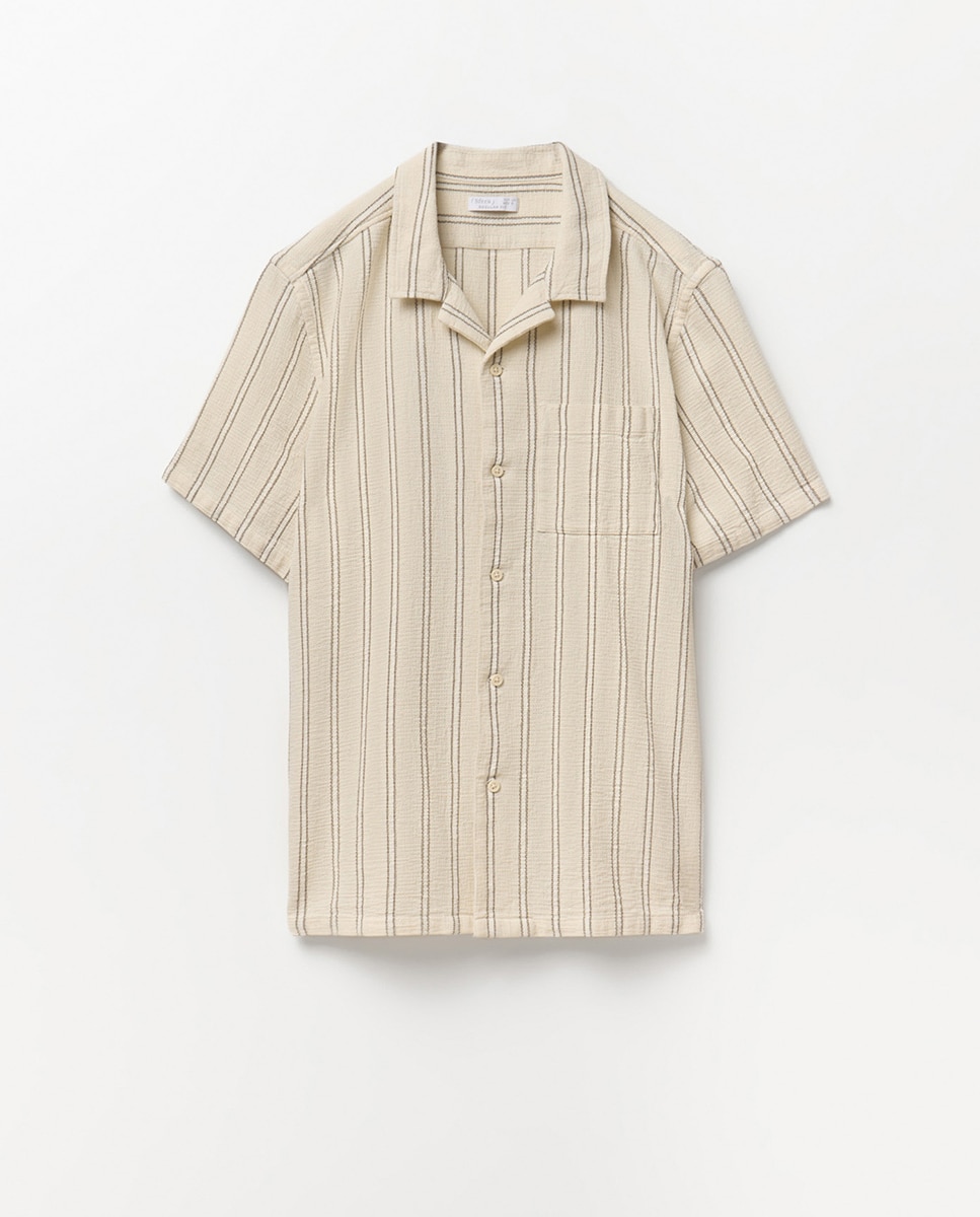 Camisa Rústica às Riscas Camel-5