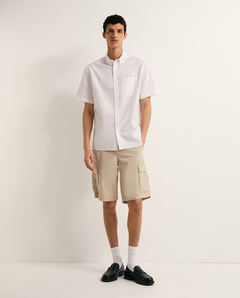 Camisa de Manga Curta Oxford Branco-2