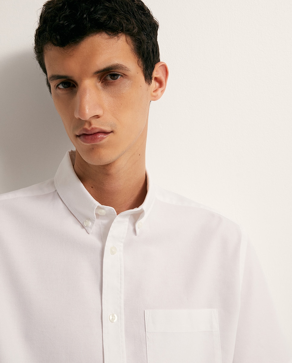 Camisa de Manga Curta Oxford Branco-3