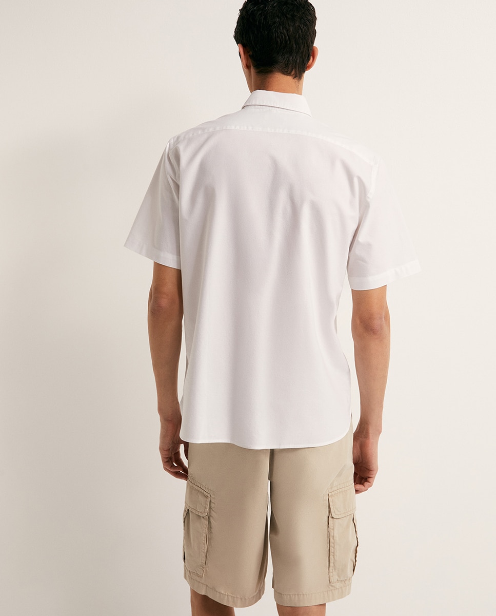 Camisa de Manga Curta Oxford Branco-5