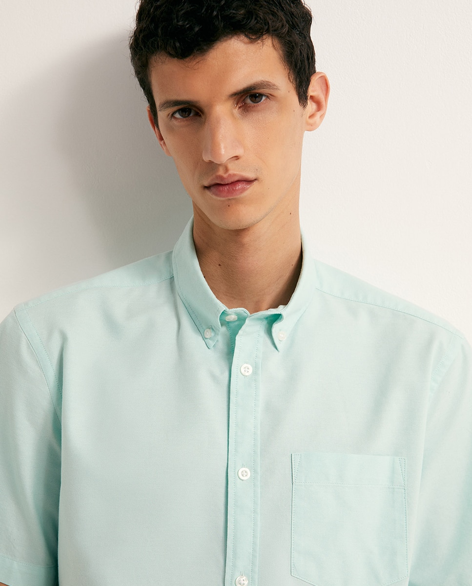 Camisa de Manga Curta Oxford Verde-3