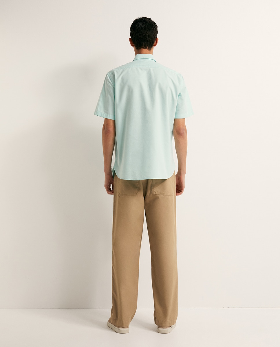 Camisa de Manga Curta Oxford Verde-5