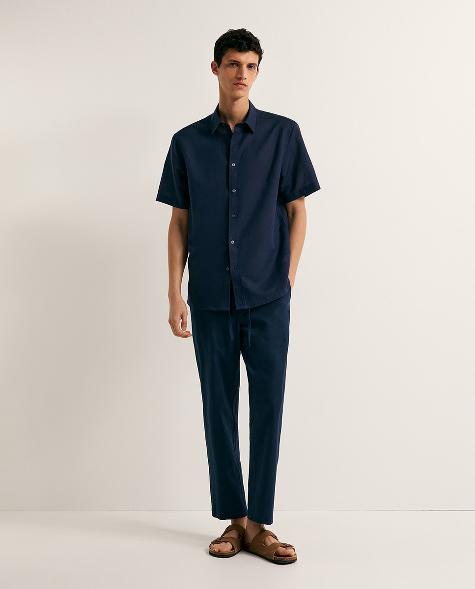 Camisa de Linho Marinho-4