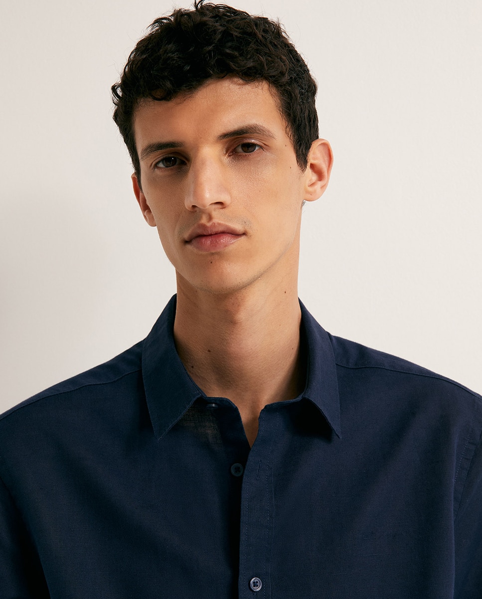 Camisa de Linho Marinho-5