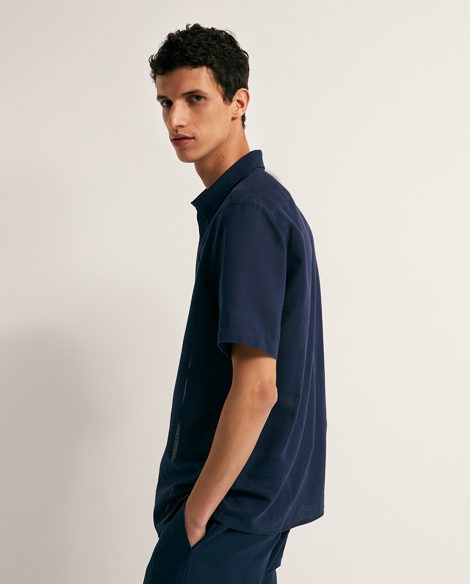 Camisa de Linho Marinho-6