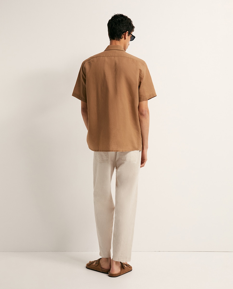 Camisa de Linho Camel-4
