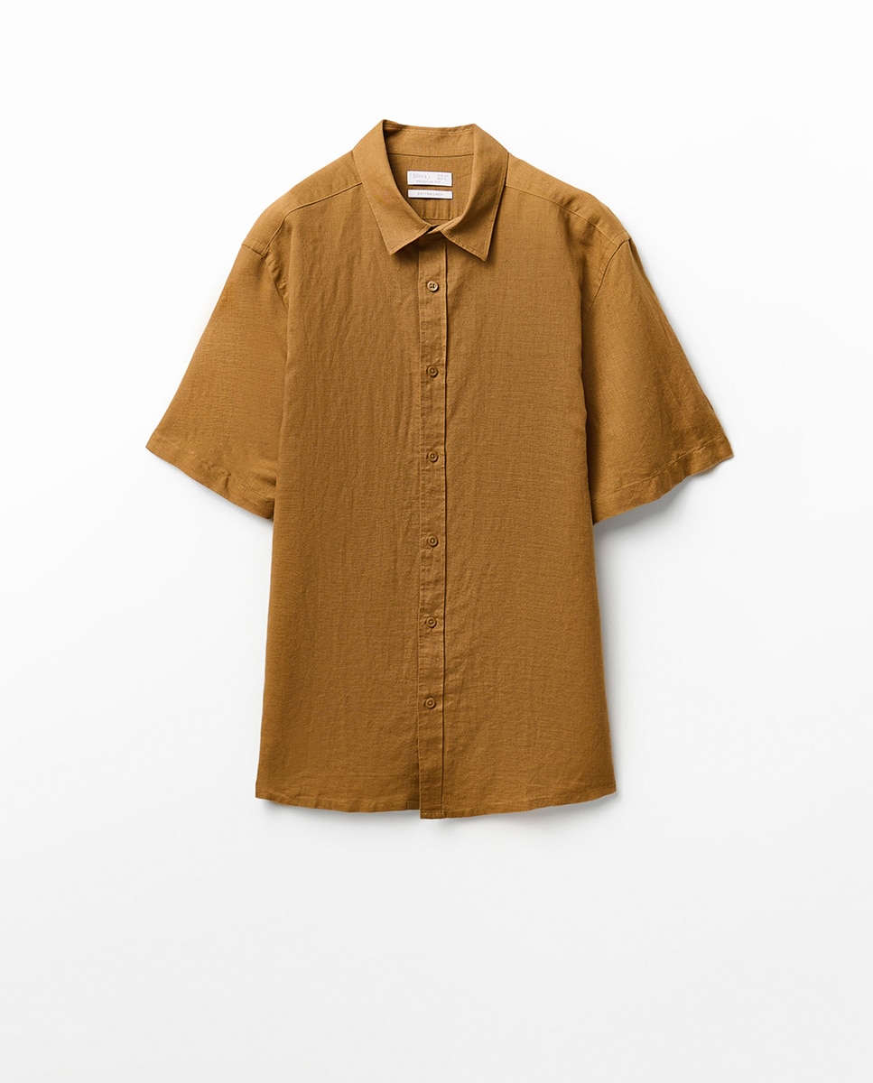 Camisa de Linho Camel-5