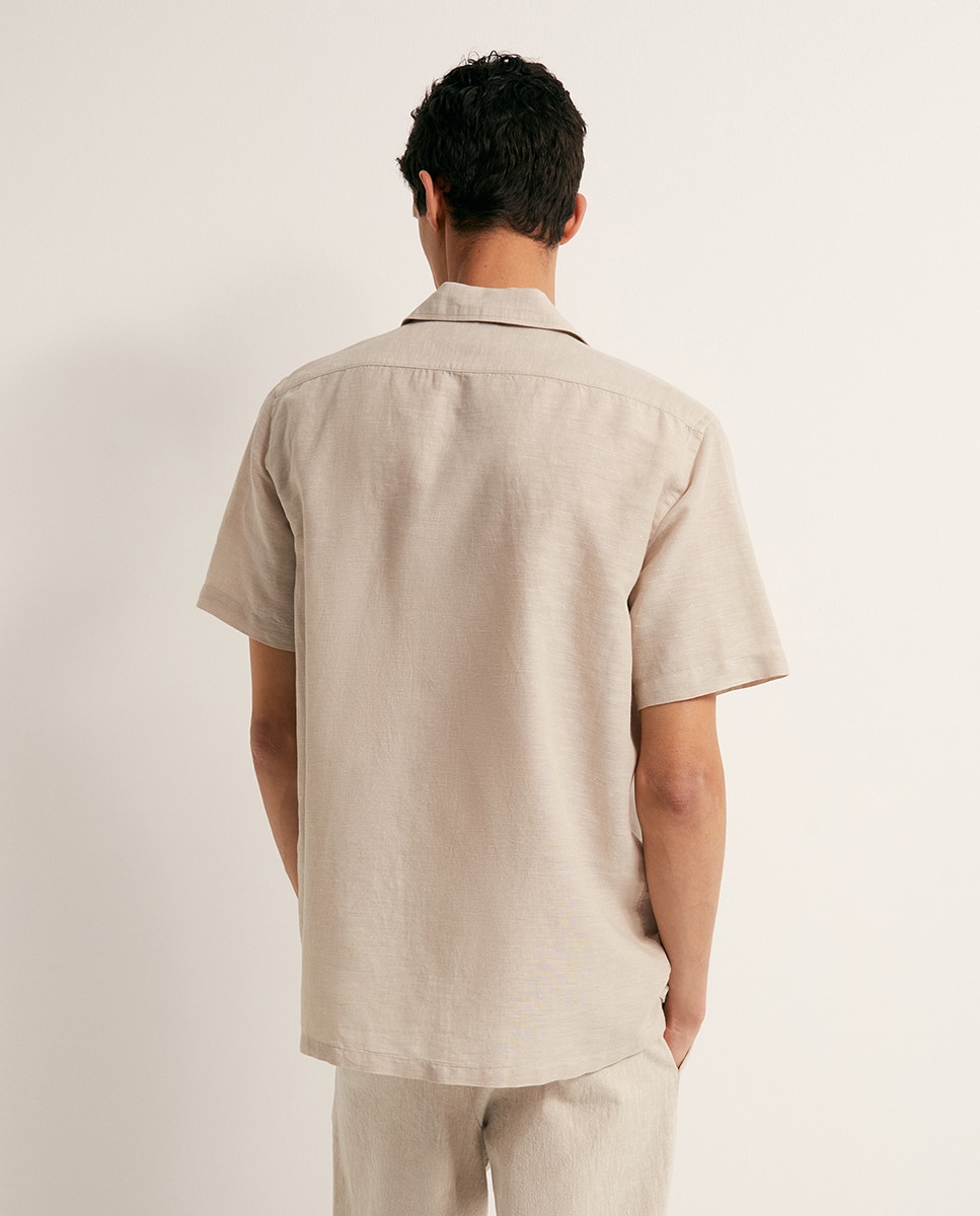Camisa de Linho Bege-8