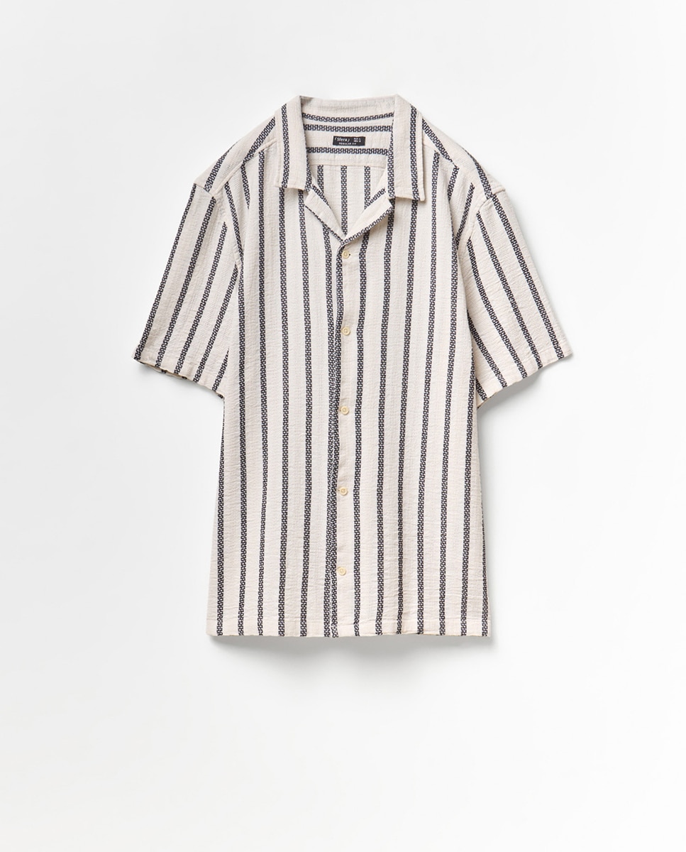 Camisa Rústica às Riscas Preto-6